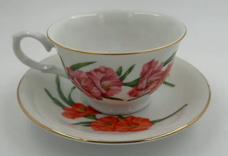 Vintage Avon Blossoms Of The Month August Gladiolas Teacup And Saucer Set