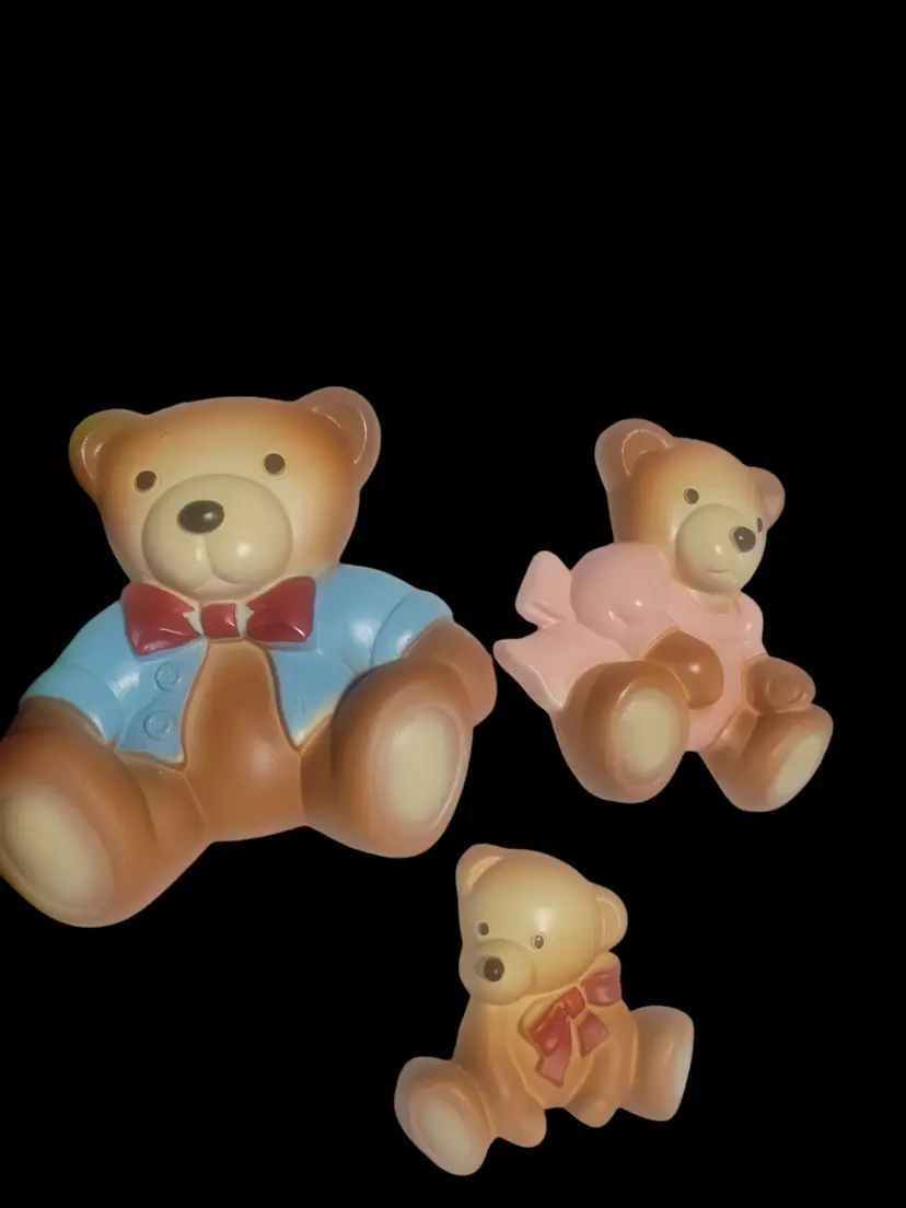 Vtg 3 Pcs Chalkware Bears 1984 Miller Studio
