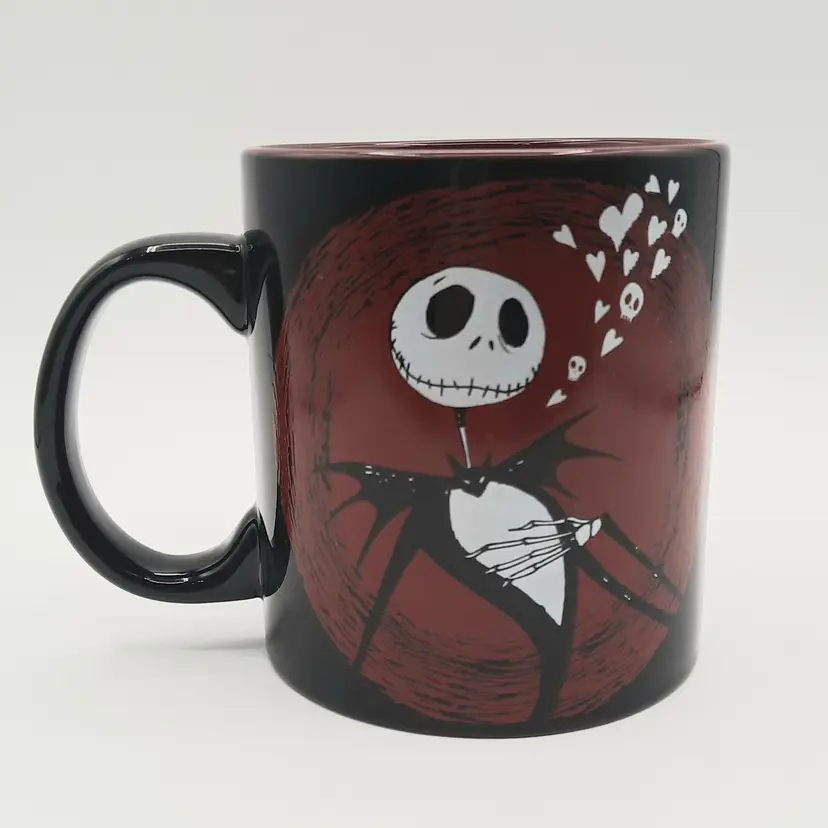 Disney Jack Skellington Nightmare Before Christmas Hearts Maroon Black Mug