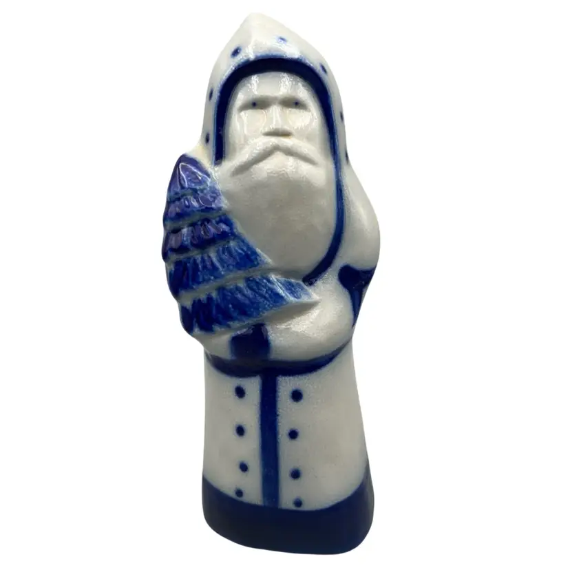 Vtg David Eldreth Salt Glazed Pottery Stoneware Santa With Tree Signed 1995