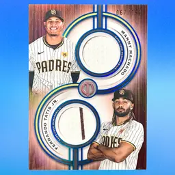 Manny Machado Fernando Tatis Jr. Dual Relic 67/150 - 2025 Topps Tribute - San Diego Padres
