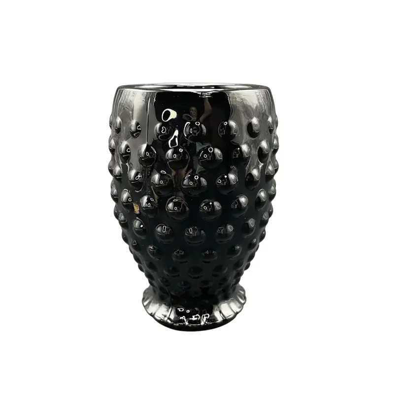Indiana Tiara Glass Black Hobnail Flat Tumbler Kitchen Drinkware Vintage