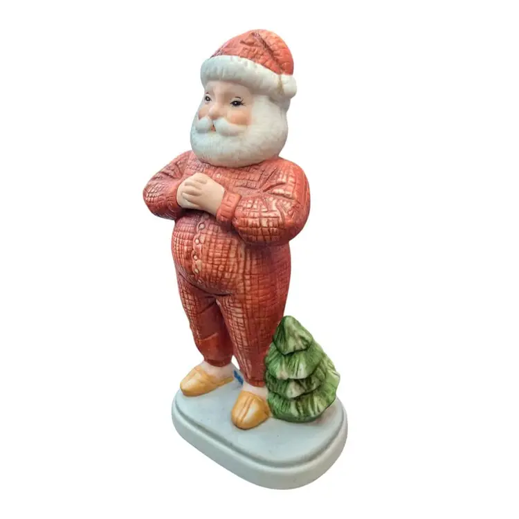 Vintage 1985 Jolly Santa Schmid Cold Winter Night Santa In Pajamas