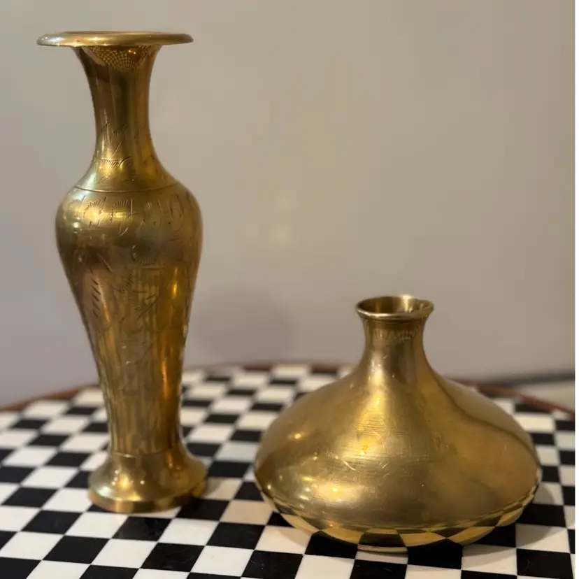 Vintage Brass Vase Set