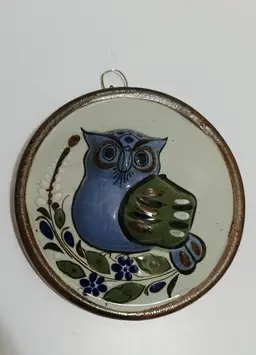 Hand Painted Ceramic Owl Wall Decor