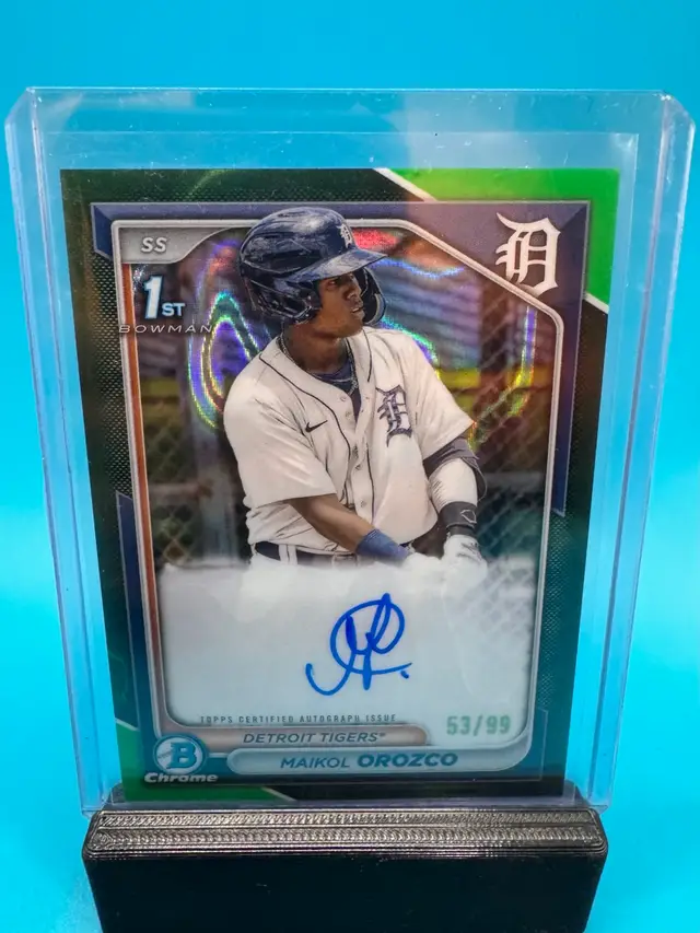 Maikol Orozco 1st Bowman Chrome Green Lava Refractor Auto /99 Detroit Tigers