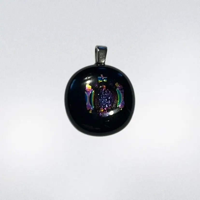 Black Dichroic Glass Pendant | 1”