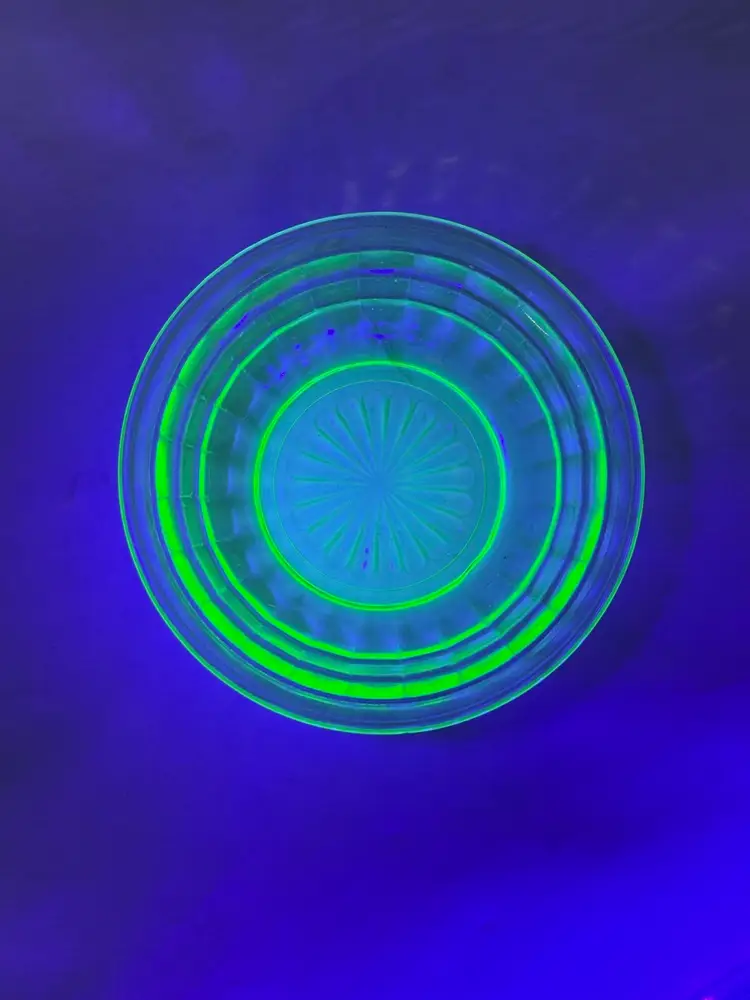 Vintage Hocking Block Optic Green Depression Glass Berry Bowl