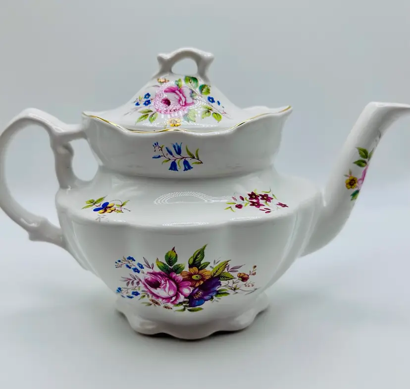 Vintage Made In England English Rose Porcelain Teapot