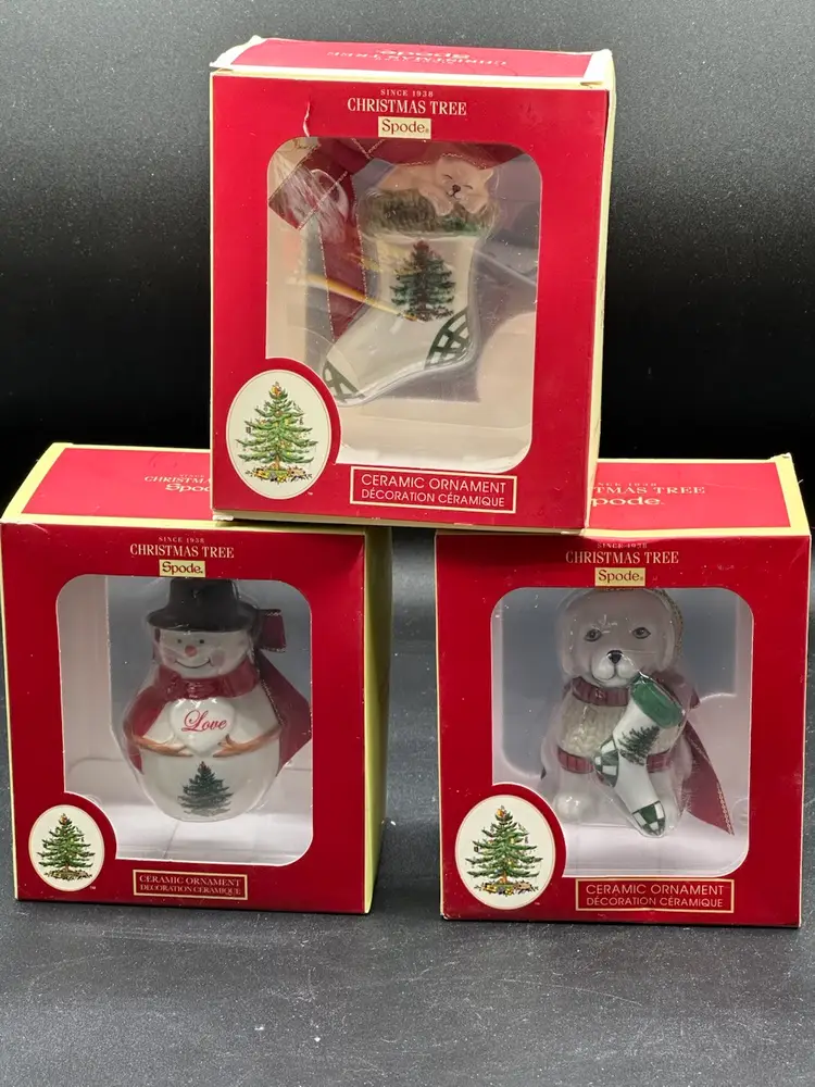 Lot of 3 SPODE CHRISTMAS Tree ORNAMENTS New In Box