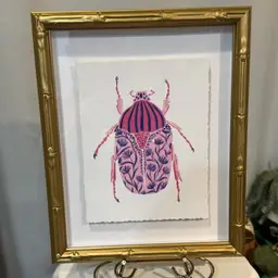 Colorful Framed Beetle Print
