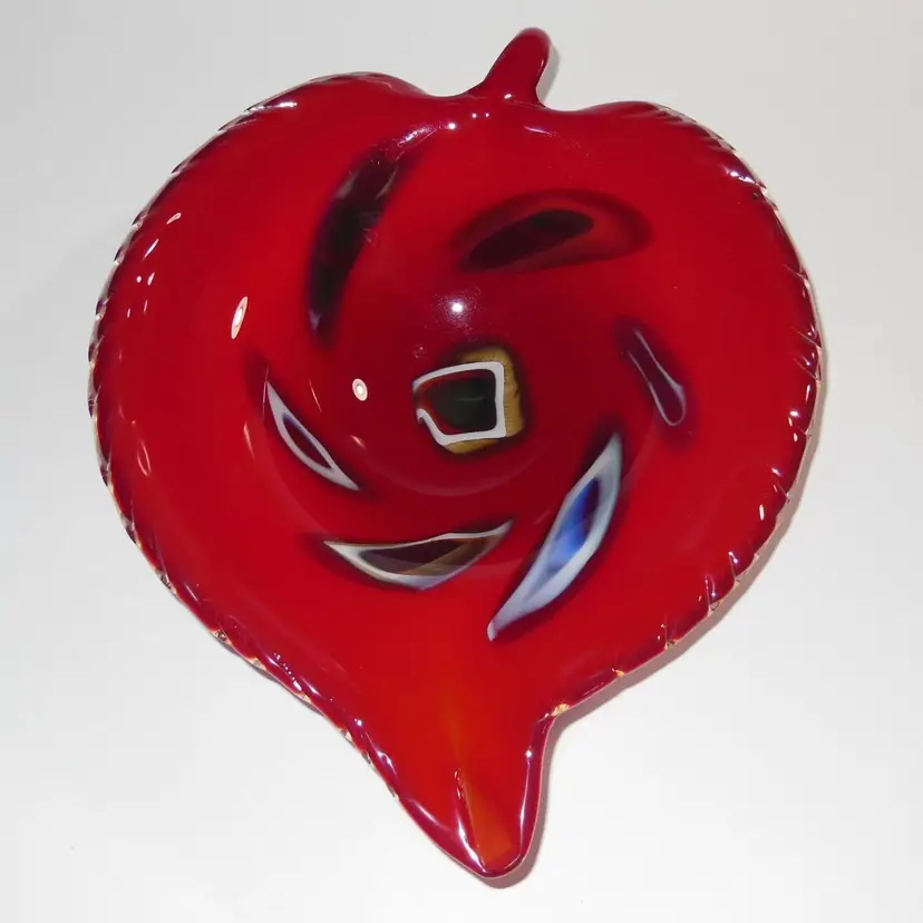 Vintage Art Glass-Murano Leaf Shaped, Abstract Design, Candy Dish / Bowl