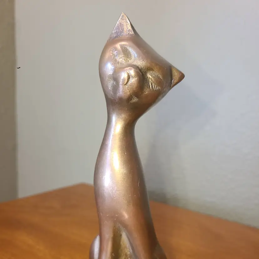 6.5" Vintage Brass Siamese Kitty Cat Figurine Paperweight
