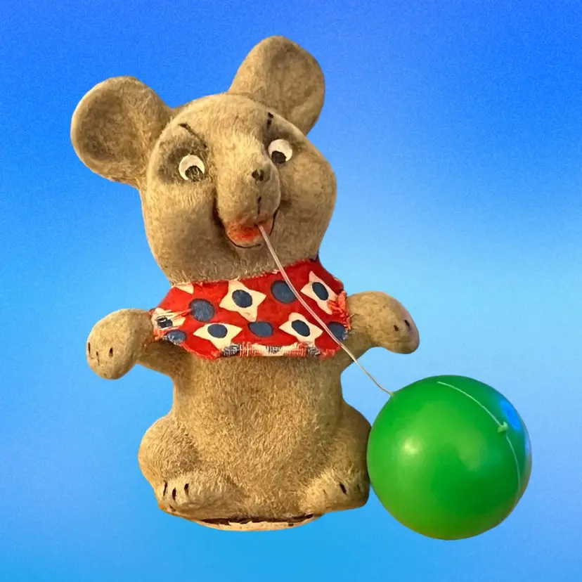 Vintage Limmer Wind Up Mouse Toy Flocked Childrens Toy Made in Germany (KK)
