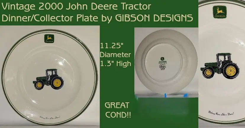 Vintage John Deere Tractor Large Dinner Plate/Server Plate