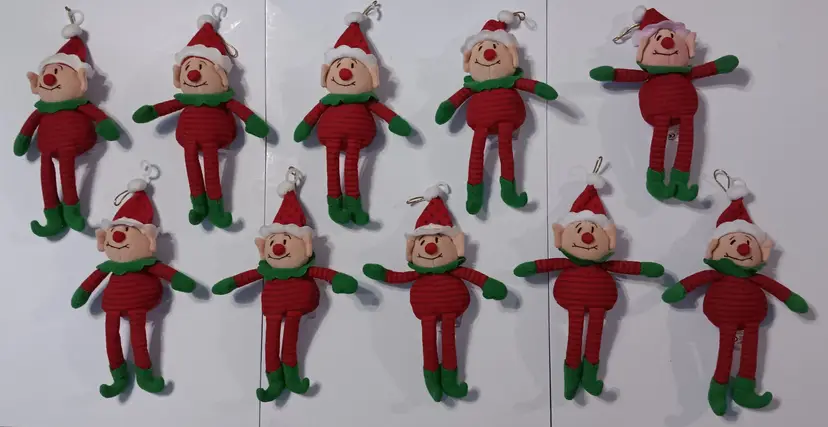 Dakin Jingle Elf Lot of 10 Christmas tree ornaments stuffed dolls plush