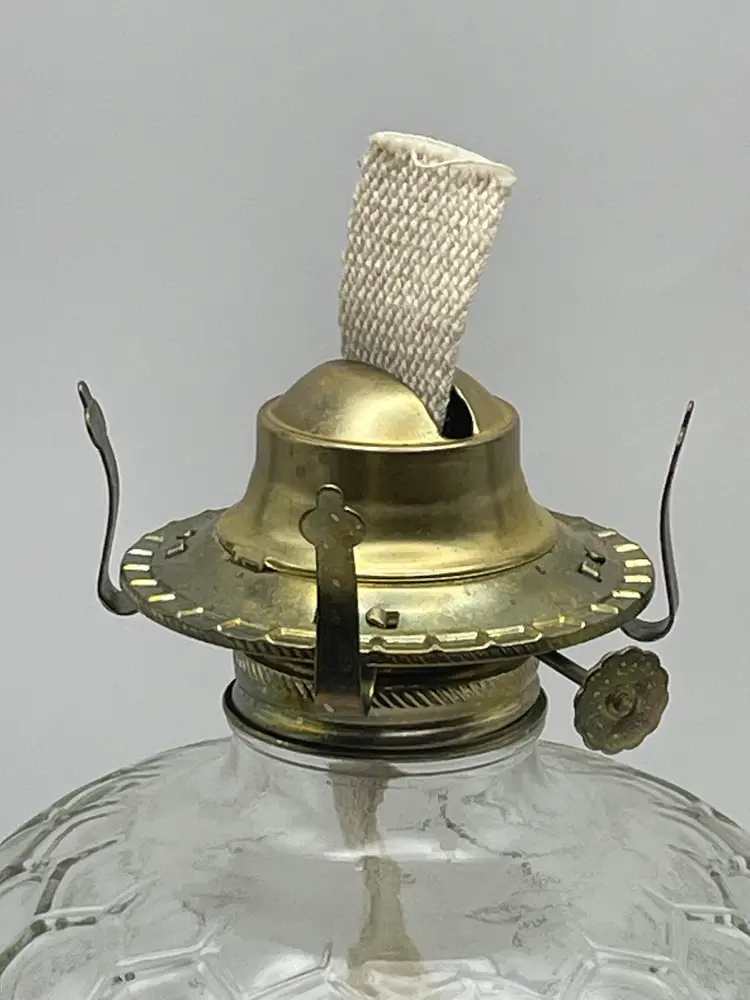 Vintage, LAMPLIGHT FARMS, Clear Glass, Beehive Honeycomb Pattern, Oil Lamp Base