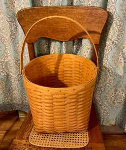 2002 Authentic Longaberger 13”Large Wood Basket w/Handle  24”