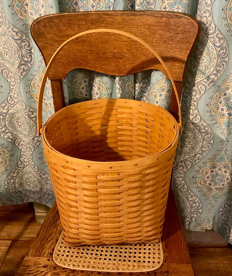 2002 Authentic Longaberger 13”Large Wood Basket w/Handle  24”