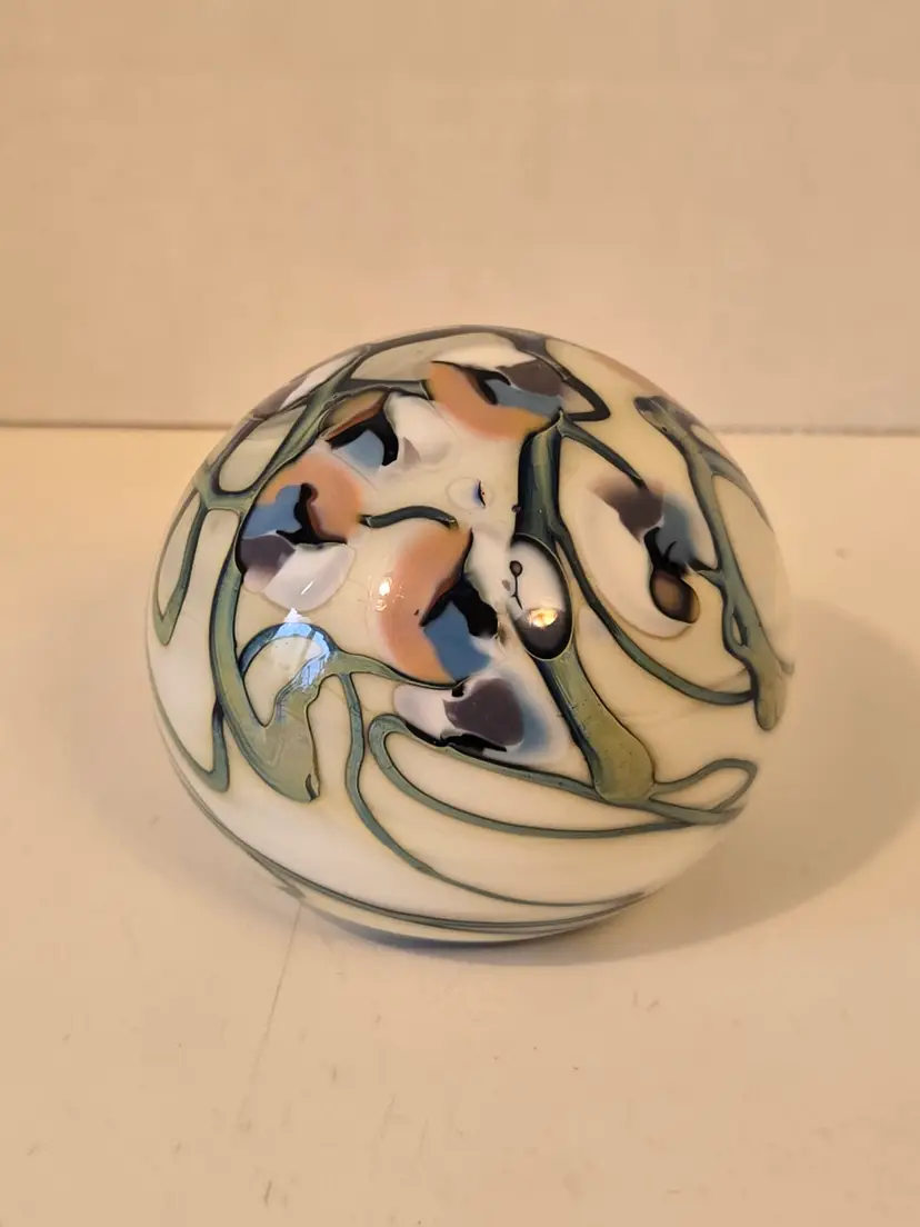 John Byron Multicolor Hanging Vines Art Glass Paperweight