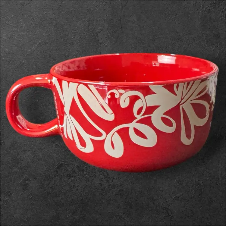 Starbucks Ceramic 2023 Red Ribbon Holiday Soup Or Coffee Mug Perfect for Valentine’s Day