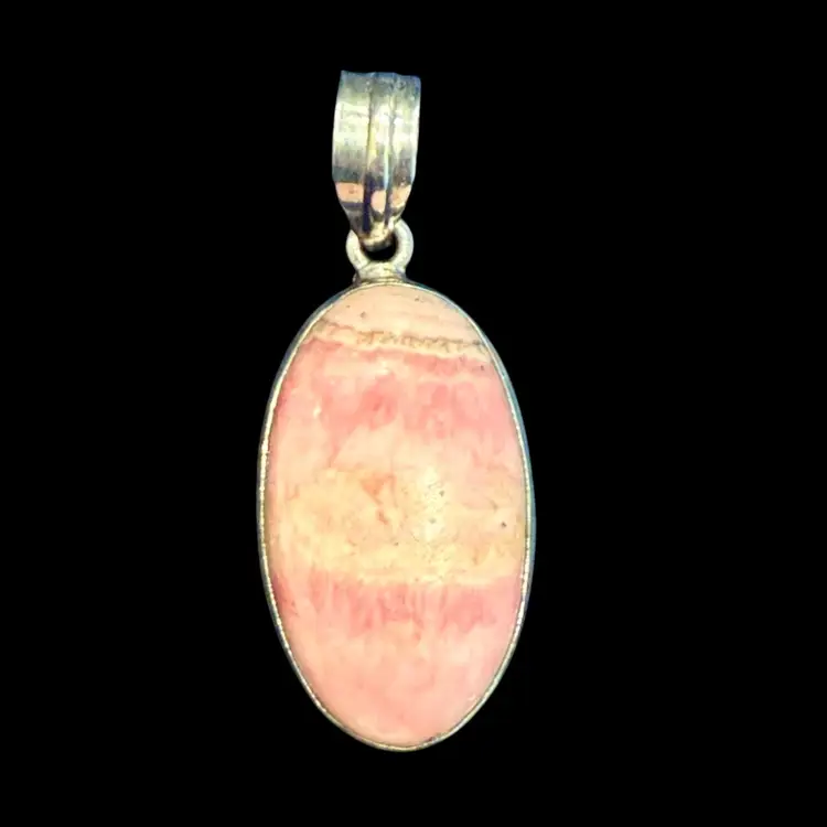 Chunky Rhodochrosite Sterling Silver Pendant 2.25”, 17.5g