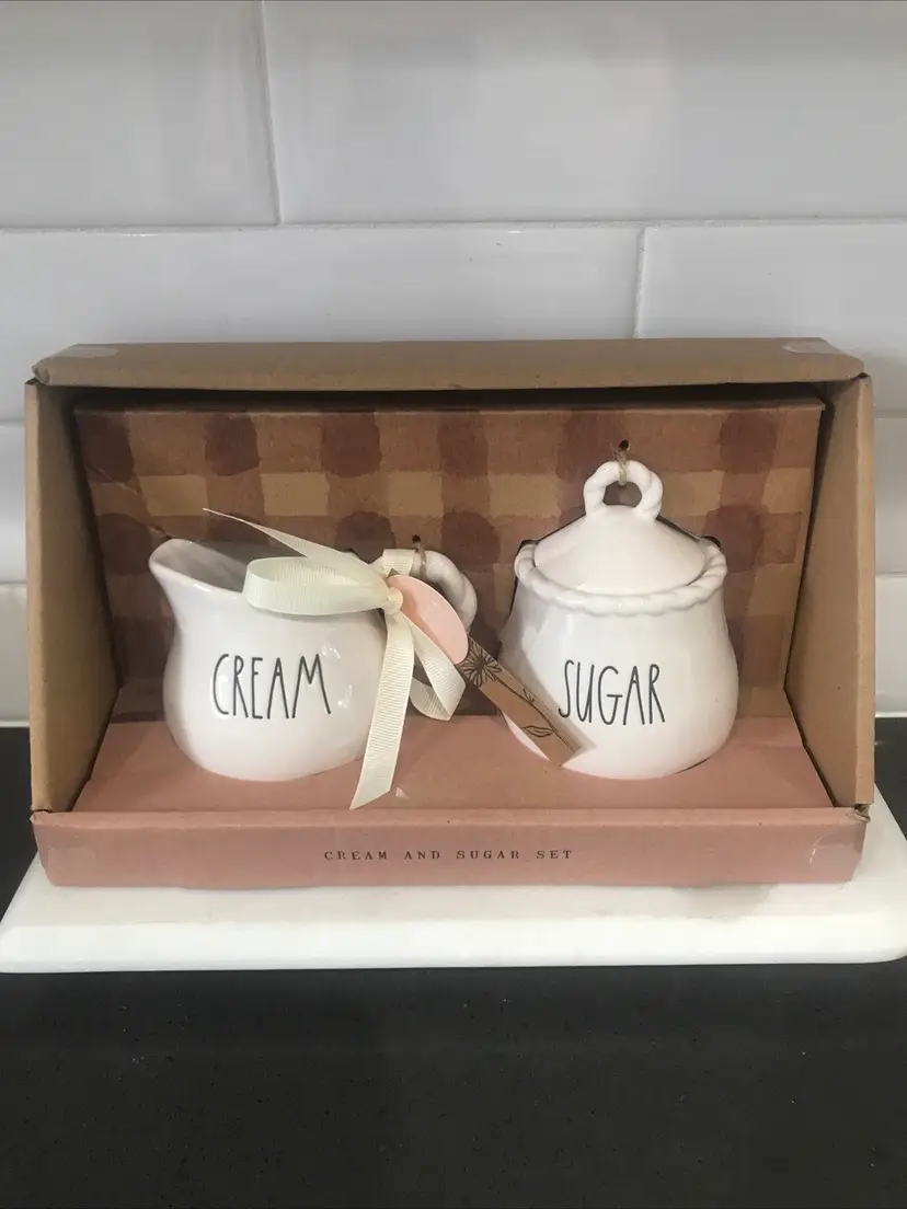 Rae Dun Beige Ceramic Sugar And Cream New In Box