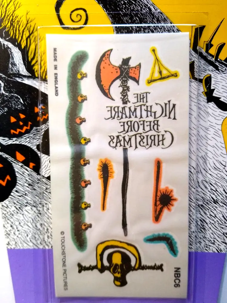 Nightmare Before Christmas Temporary Tattoos Skull Axe Halloween Tombstone Card