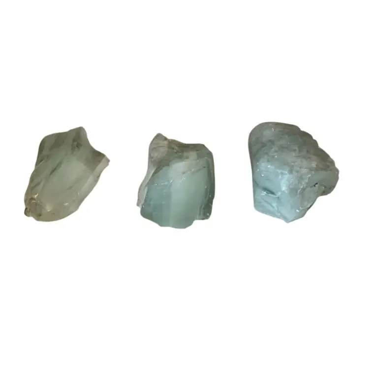 Cullet Green Slag Glass Paperweight Selection 5 X 2 X 3, 5 X 3 X 3 1/2, 5 X 3 X 3 Inches