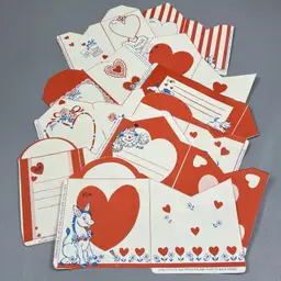 Vintage Lot Of 10 Large Paper Valentine Assorted Characters Clown Donkey Hearts
