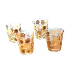 Cera nova Whiskey HiBall 22 K Gold MCM Glasses Vintage Barware USA lot of 4