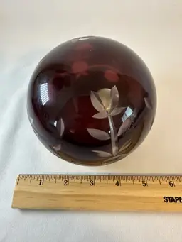 Vintage Bohemian Czech Cut Glass Ruby Red Paperweight