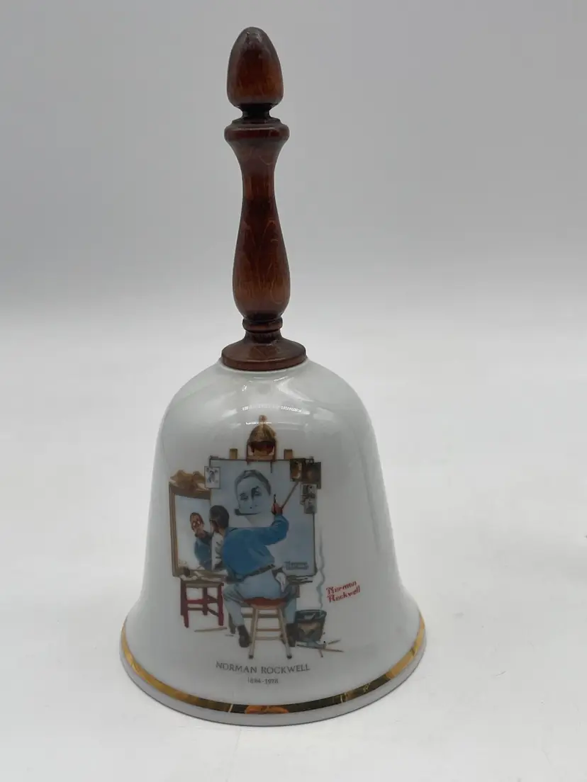 Vintage Danbury Mint Norman Rockwell “Triple Self Portrait” Collectible Bell