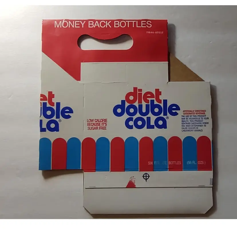 Diet Double Cola Soda Original 6 Pack Cardboard Bottle Carton Carrier Caddy NOS