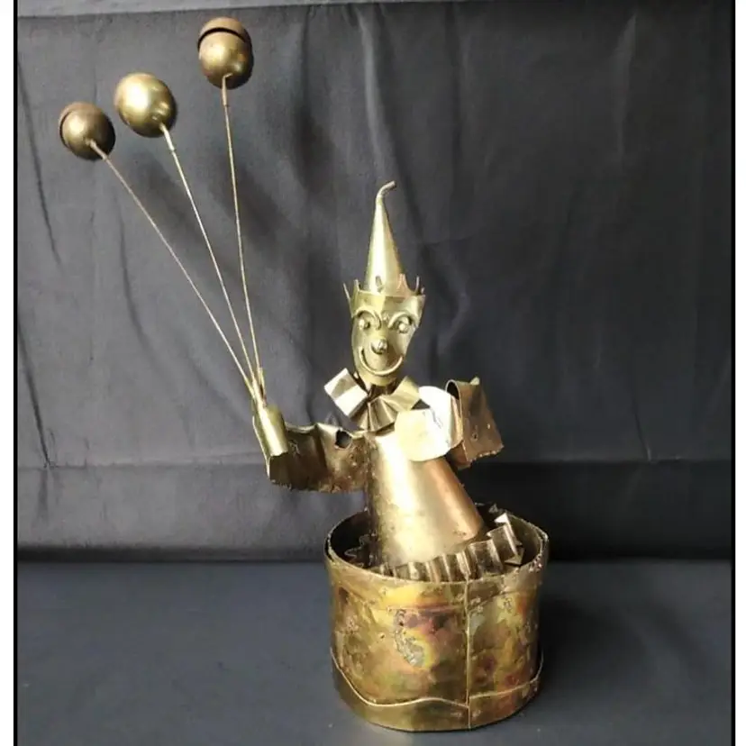 Rare Vintage "Sankyo" Metal Musical Clown Sculpture. Plays “Send In The Clowns.”