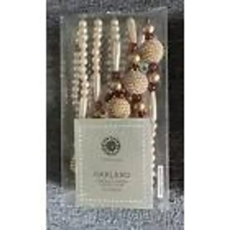 MARTHA STEWART Set 2 Christmas Garlands Red + Champagne Elegant Victorian 6Ft