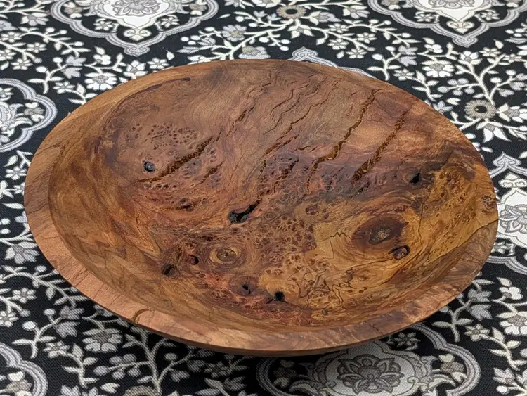 Distressed Maple Burl Decorative Bowl 8.75x1.75 Inch