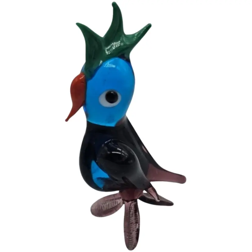 miniature art glass figurine of a cockatoo bird