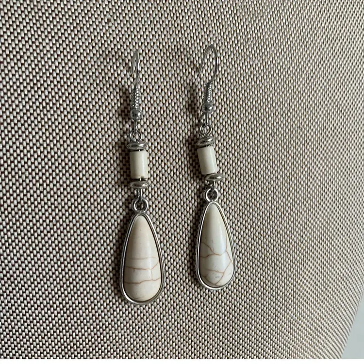 Southwestern Natural Howlite And Silver Drop Earrings
