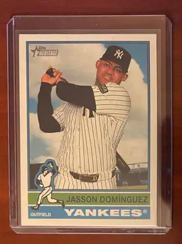 2025 Topps Heritage Wrong Back Error Card Jason Dominguez/ Shane Bieber #477