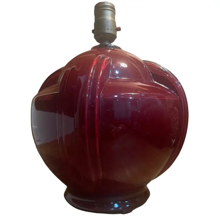 Art Deco Oxblood Reverse Painted Glass Table Lamp