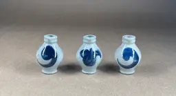 Studio Art Pottery Salt Glaze Miniature Stoneware Blue Pitchers - Lot of 3 Trinket Shelf Miniature Decor