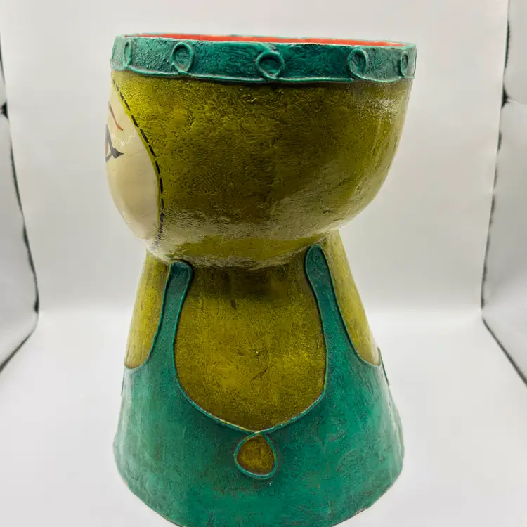 Vintage Gemma Taccogna Paper Mache Face Vase, Signed Capistrano, Made in Mexico