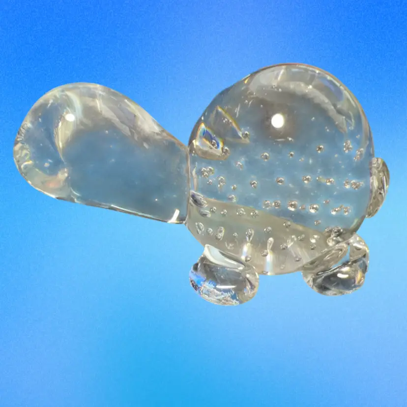 3” Clear Controlled Bubble Turtle Paperweight 3.25”