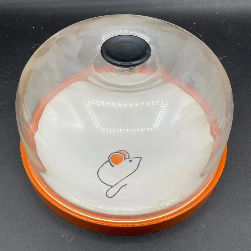 Vintage Takihashi Japan Mouse Cheese Tray With Dome
