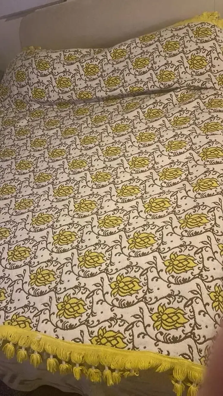 1950s60s 100% Fine ITALIAN WOOL Reversible Queen/King Bedspread Comforter 