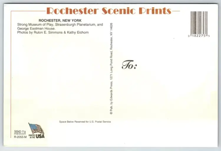 Postcard Museums of Rochester New York Multiview Strasenburgh Planetarium, Strong Museum of Play, George Eastman House - 12933
