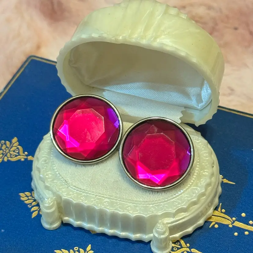 Chunky Purple Clip On Earrings