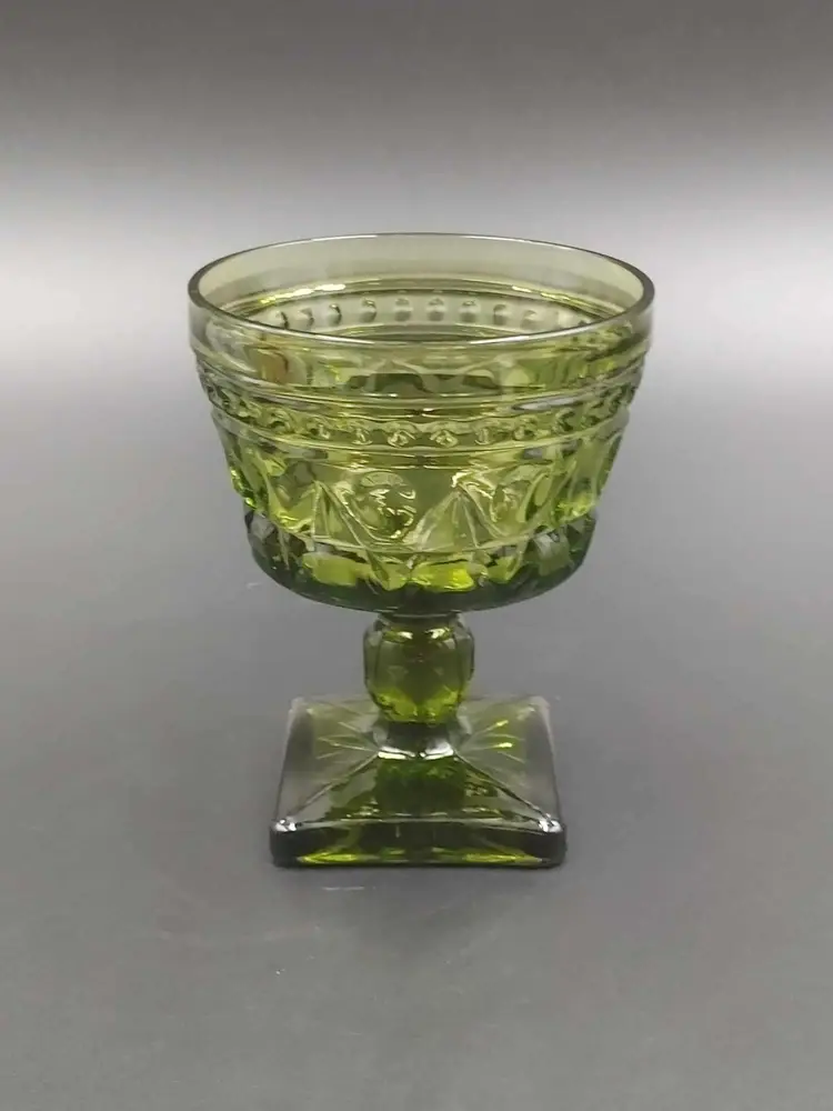 Vtg MCM Indiana Colony Park Lane Sherbet Champagne Green Glasses Set of 4