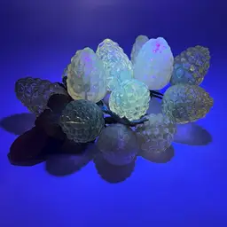 Vintage Honey Amber Pearl Lucite Berries Raspberry Blackberry Bunch On Wood Stem UV Glows